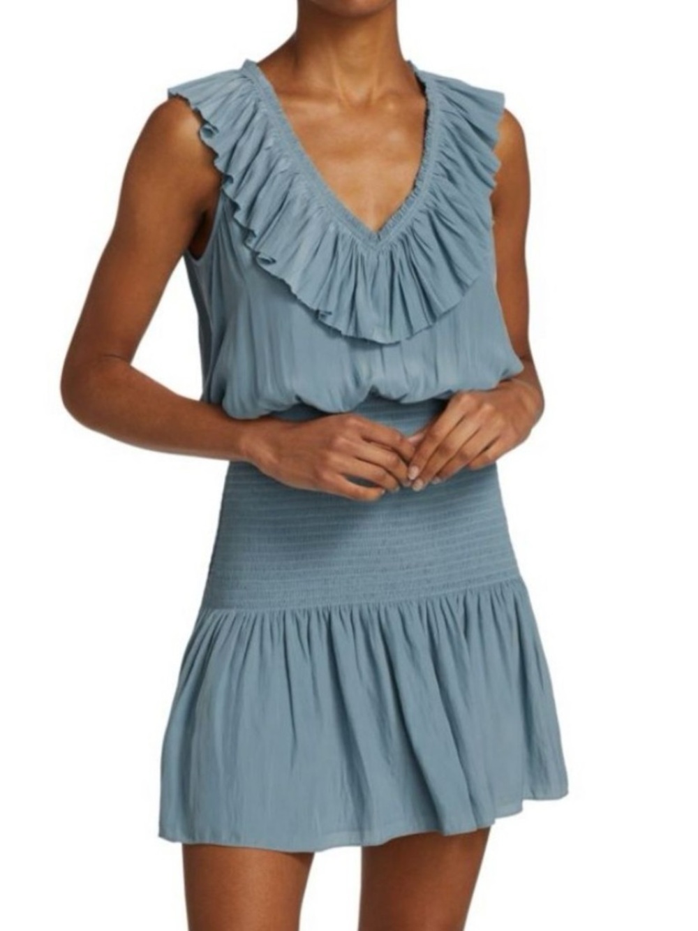 Ramy Brook Ruffled V-Neck Mini Dress